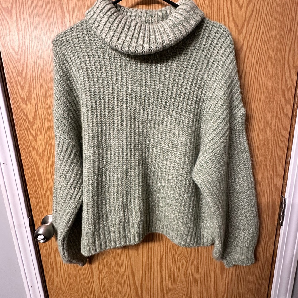 Women's Green Turtleneck Sweater